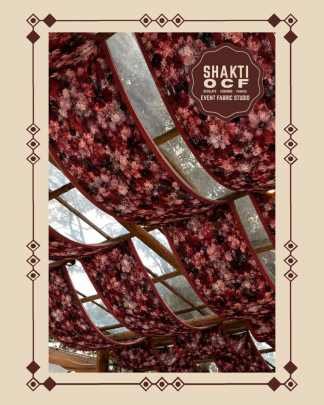 Royal Burgundy Floral Printed Decorative Fabric